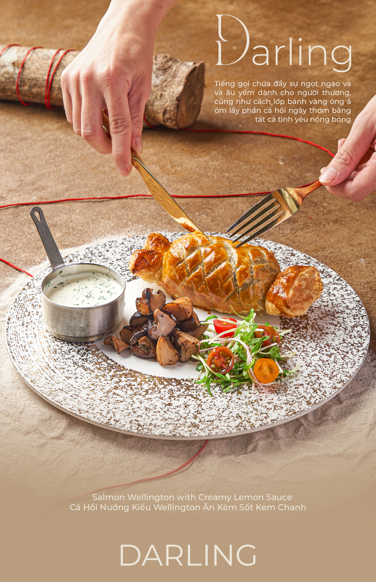 Destiny - Salmon Wellington with Creamy Lemon Sauce - Cá Hồi Nướng Kiểu Wellington Ăn Kèm Sốt Kem Chanh