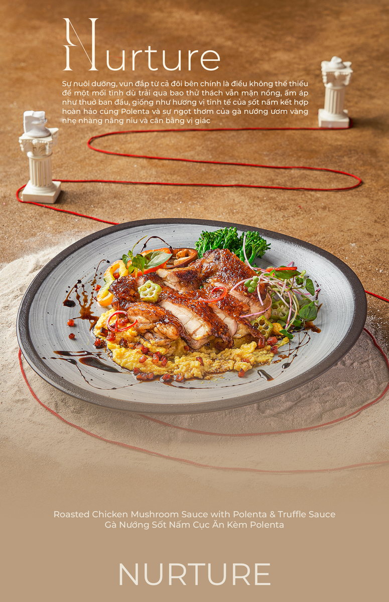 Narture - Roasted Chicken Mushroom Sauce with Polenta & Truffle Sauce - Gà Nướng Sốt Nấm Cục Ăn Kèm Polenta