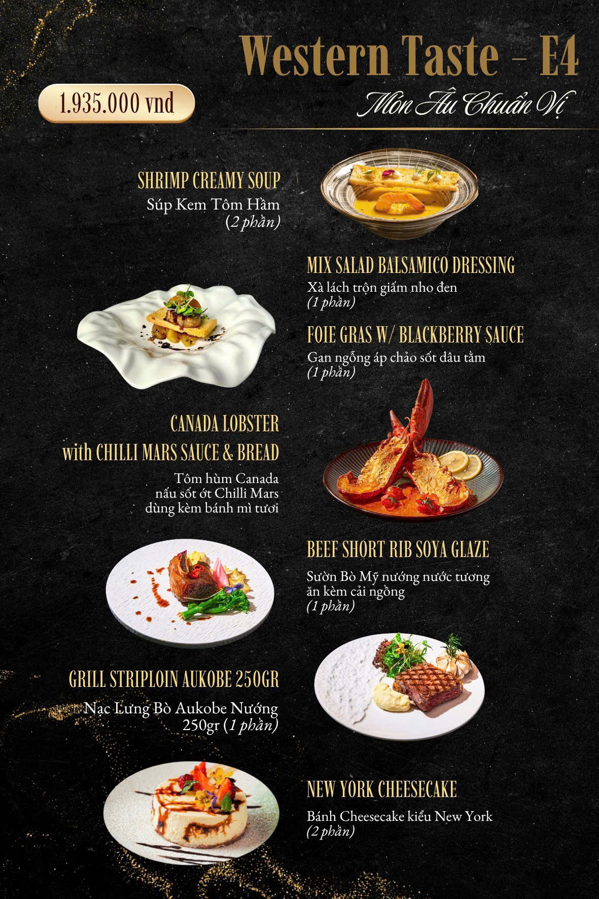 Thực đơn Nhà hàng Mars Venus